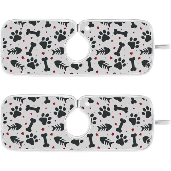 Coolnut Dog Fish Bones 2PCS Faucet Absorbent Mat Kitchen Faucet Sink Splash Guard Microfiber Cloth Faucet Splash Catcher Water Absorbent Mat Behind Faucet, Faucet Mat for Kitchen Sink 30x5in