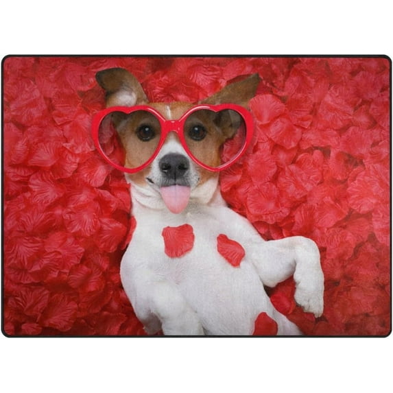 Coolnut Dog Sticking Out Tongue Non Slip Area Rugs, Floor Mats for Living Room Bedroom Kids Room Entrance Home Decoration, 63"x 48"