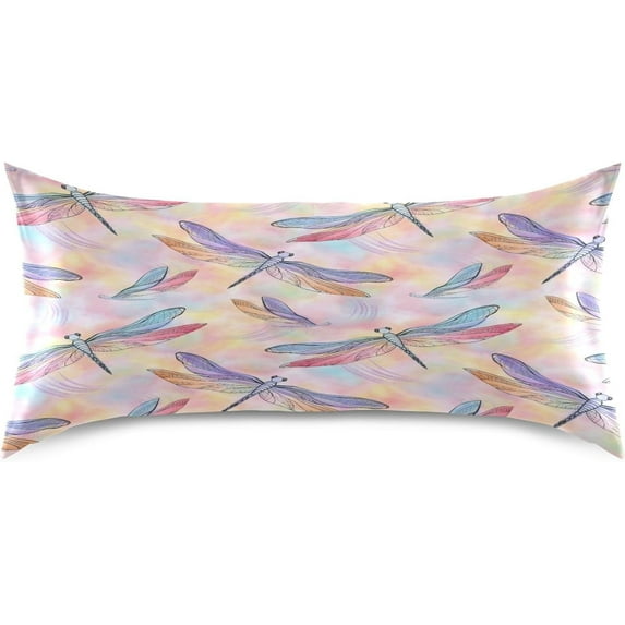 Coolnut Dragonflies Satin Pillowcase for Hair and Skin Silk Pillowcase, King Size(20x40 inches) - Slip Cooling Satin Pillow Covers with Envelope Closure(196) Home Decor Gifts