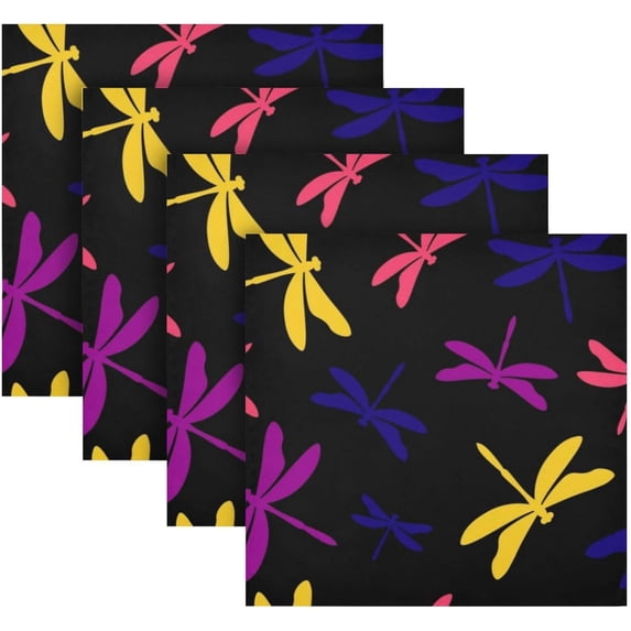 Coolnut Dragonfly Cloth Napkins Set of 6, Reusable Washable Polyester Dinner Table Napkins for Family, Weddings, Parties, Home Decor, 20 x 20 Inch Washcloth Gift