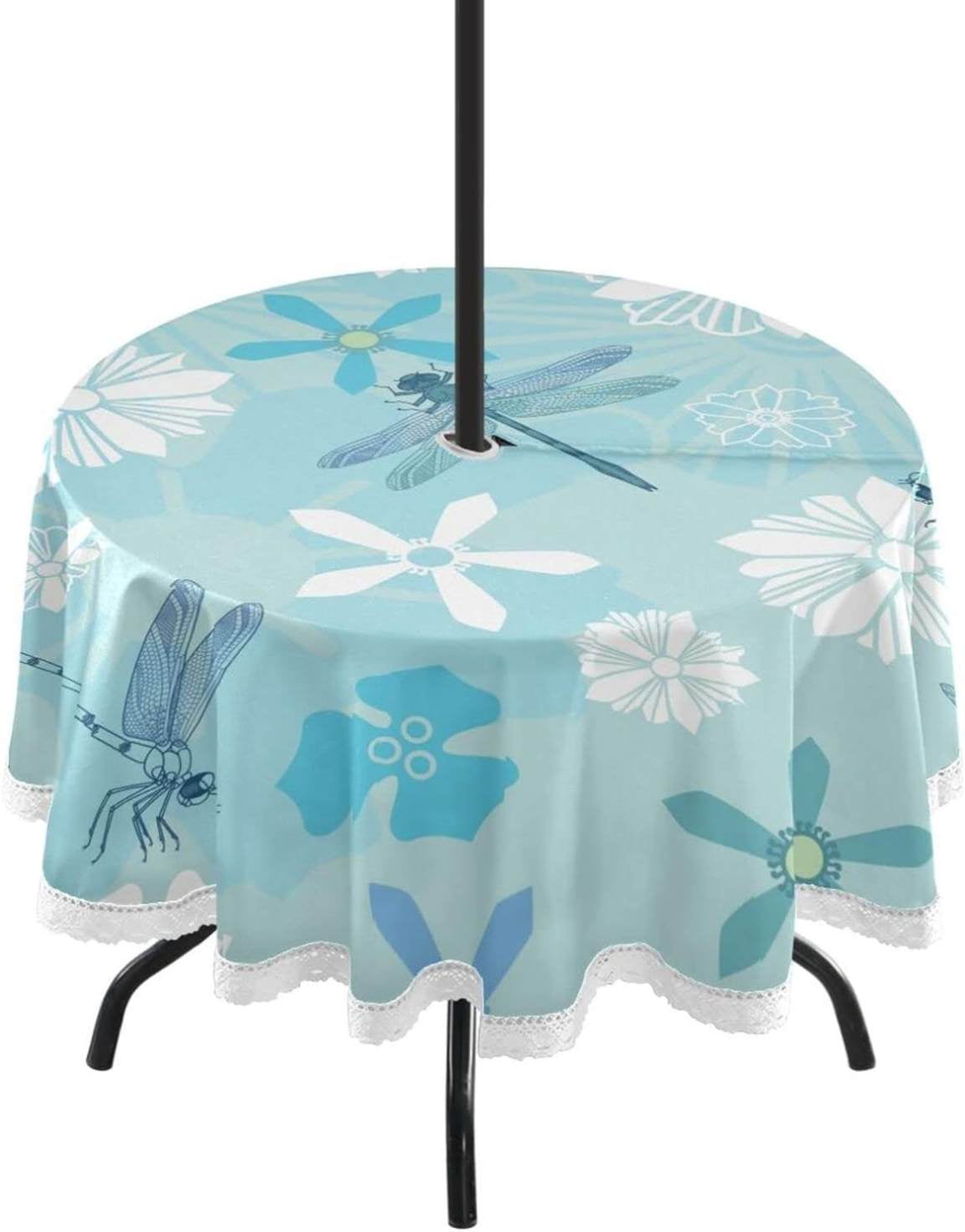 Coolnut Dragonfly Pattern Round Table Cloth, Heat Resistant Table Cover