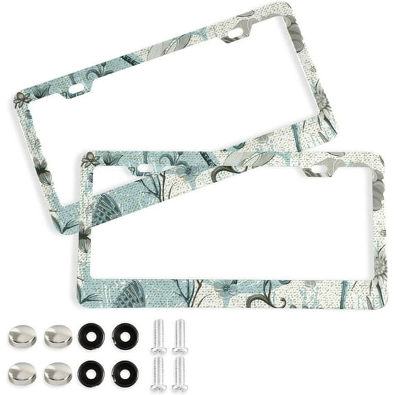 Coolnut Dragonfly Plants 2 Holes Car License Plate Frames 2PCS, Car License Plate Holder with Screw Caps Cover Set Automotive Exterior Parts Decoration for US Vehicles