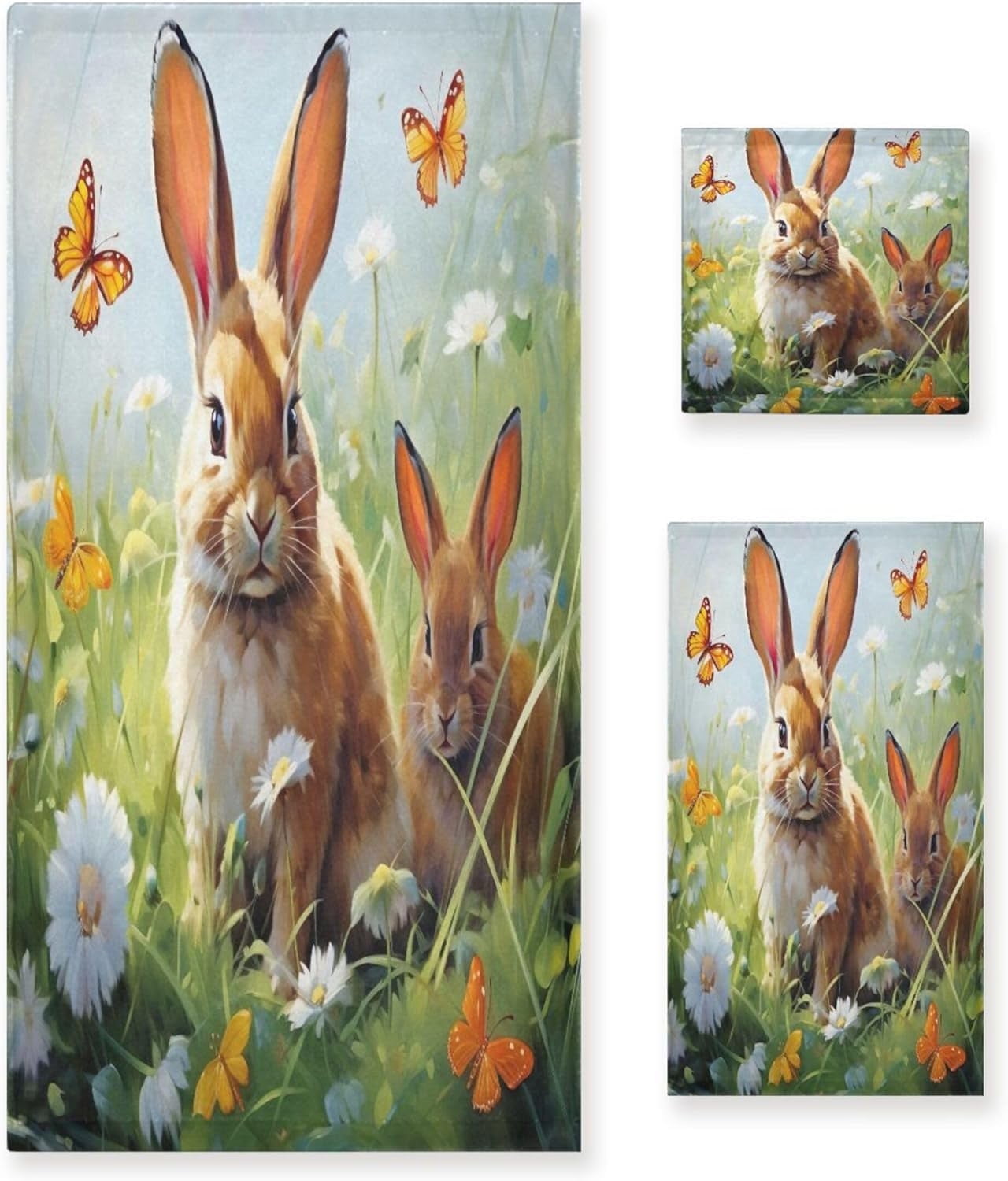 Coolnut Easter Bunny Bathroom Towel Set of 3 with Hand Towel Wash Cloths Bath Towel Extra Aborbent Soft Towels Set Decor for Bathing Home Shower Wash cloth Walmart