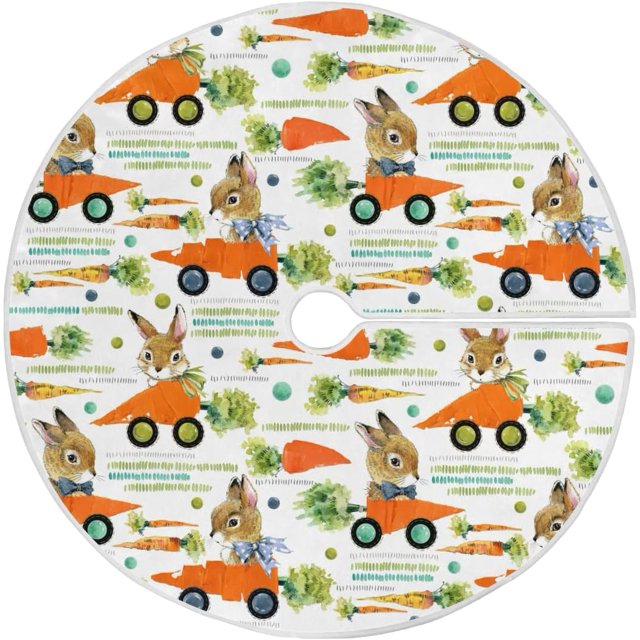 Coolnut Easter Bunny Christmas Tree Skirt Home Decoration Large Round