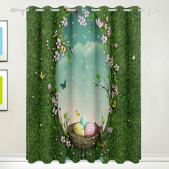 Coolnut Easter Bunny Egg Blackout Curtain for Bedroom, 2 Panels Thermal Insulated Blackout Drapes Long Darkening Curtains with Grommets,55"x 84"