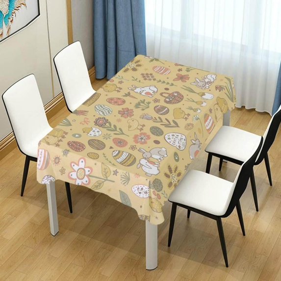 Coolnut Easter Bunny Egg Chick Rectangle Tablecloth Spill-Proof Polyester Table Cloth Table Cover for Kitchen Dining Picnic Holiday Party Decoration,60"x108"