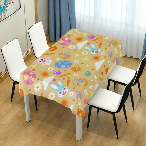 Coolnut Easter Bunny Egg Chick Rectangle Tablecloth, Spill-Proof Polyester Table Cloth, Table Cover for Kitchen Dining Picnic Holiday Party Decoration, 60"x60"