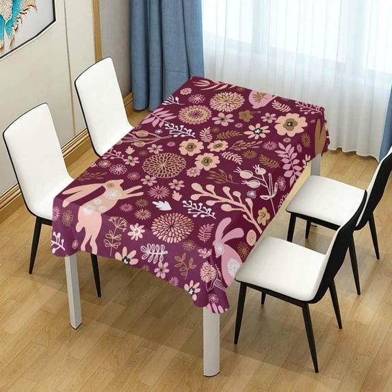 Coolnut Easter Bunny Egg Rectangle Tablecloth, Spill-Proof Polyester Table Cloth, Table Cover for Kitchen Dining Picnic Holiday Party Decoration, 60"x60"