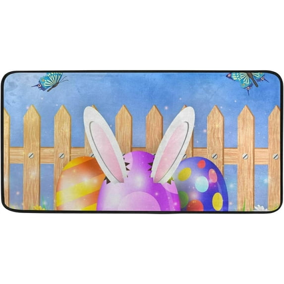 Coolnut Easter Bunny Eggs Kitchen Rug, 39"x20" Non-Slip Bath Rugs, Anti Fatigue Runner Comfort Floor Mat for Kitchen Washroom Bedroom