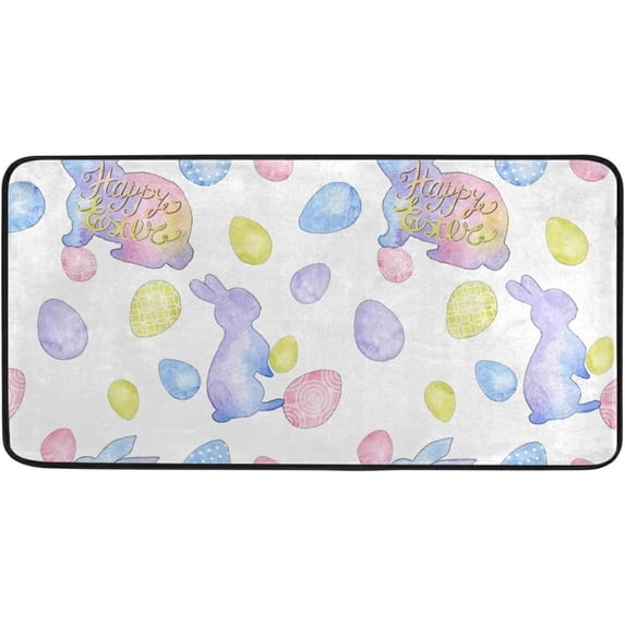 Coolnut Easter Bunny Eggs Kitchen Rug, 39"x20" Non-Slip Bath Rugs, Anti Fatigue Runner Comfort Floor Mat for Kitchen Washroom Bedroom