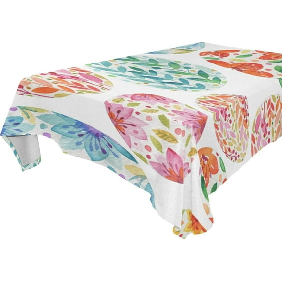 Coolnut Easter Bunny Eggs Tablecloth 60"x108", Waterproof Washable Polyester Square Table Cover, Durable Tablecloth for Kitchen Dining Table Party Decor