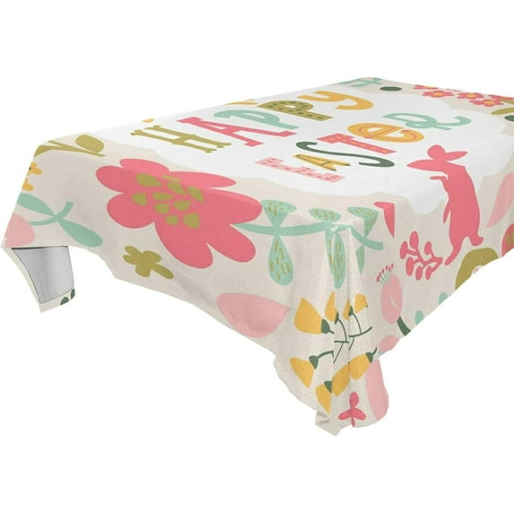 Coolnut Easter Bunny Eggs Tablecloth, Waterproof Washable Polyester Square Table Cover, Durable Tablecloth for Kitchen Dining Table Party Decor, 60"X 90"