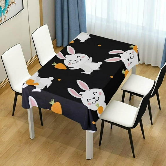 Coolnut Easter Bunny Rectangle Tablecloth Spill-Proof Polyester Table Cloth Table Cover for Kitchen Dining Picnic Holiday Party Decoration,60"x120"