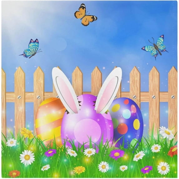 Coolnut Easter Cloth Napkins 1PCS,Easter Eggs and Cute Bunny Soft and Skin Friendly Dinner Napkins Washable for Dinner, Hotel,Reunion,BBQ Party