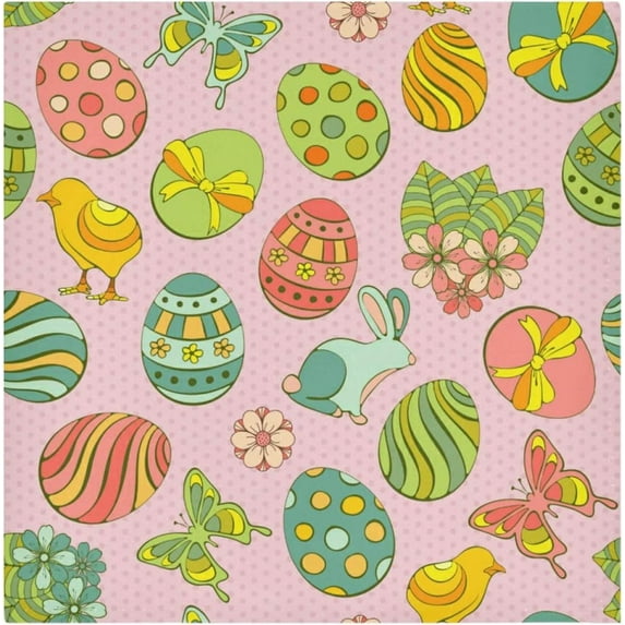 Coolnut Easter Cloth Napkins 1PCS,Easter Eggs and Cute Chicks Soft and Skin Friendly Dinner Napkins Washable for Dinner, Hotel,Reunion,BBQ Party