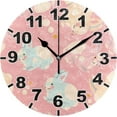 thumbnail image 1 of Coolnut Easter Colorful Hand Drawn Rabbits Round Wall Clock, Battery Operated Silent Non Ticking Desk Clock for Home Bedroom Kitchen Office School Wall Clock 9.9 Inch Home Decor, 1 of 6