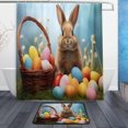 thumbnail image 1 of Coolnut Easter Cute Rabbit Bath Curtain Rugs Sets 2 Pcs, Bathroom Theme Set with Shower Curtain and Non-Slip Carpet -12 Hooks-60X72in374 Home Decor, 1 of 7