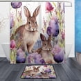 thumbnail image 1 of Coolnut Easter Cute Rabbit Bath Curtain Rugs Sets 2 Pcs, Bathroom Theme Set with Shower Curtain and Non-Slip Carpet -12 Hooks-60X72in379 Home Decor, 1 of 7