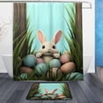 thumbnail image 1 of Coolnut Easter Cute Rabbit Bath Curtain Rugs Sets 2 Pcs, Bathroom Theme Set with Shower Curtain and Non-Slip Carpet -12 Hooks-60X72in438 Home Decor, 1 of 7