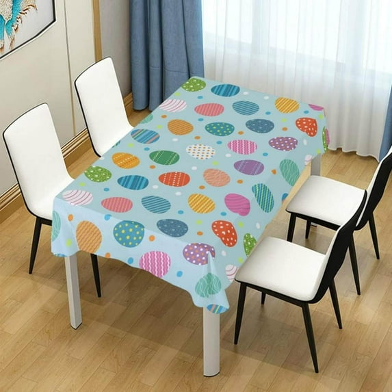 Coolnut Easter Egg Dots Rectangle Tablecloth, Spill-Proof Polyester Table Cloth, Table Cover for Kitchen Dining Picnic Holiday Party Decoration, 60"x60"