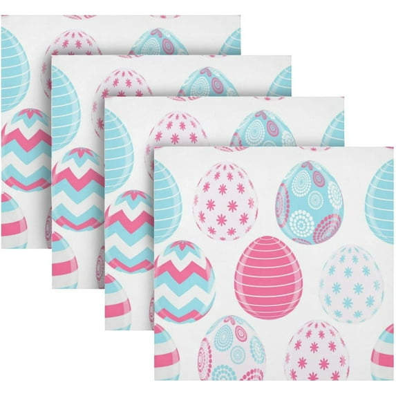 Coolnut Easter Eggs Cloth Napkins Set of 4, Reusable Washable Polyester Dinner Table Napkins for Family, Weddings, Parties, Home Decor, 20 x 20 Inch Washcloth Gift