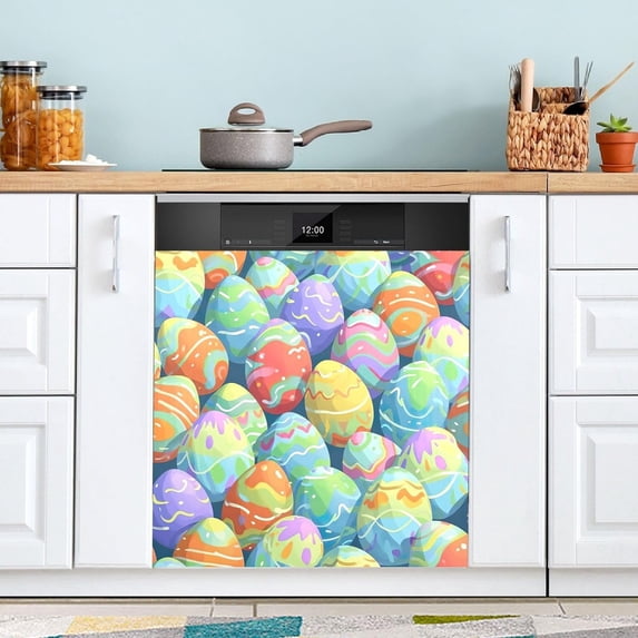 Coolnut Easter Eggs Dishwasher Magnet Cover, Kitchen Dish Washer Door Panel Magnetic Sticker Home Appliances Stickers for Home Kitchen Farmhouse, 20 W x 26 H Inch Home Decor
