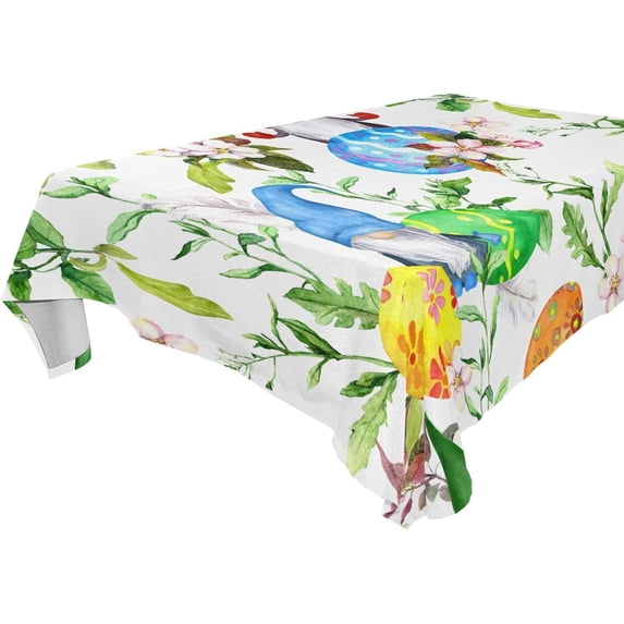 Coolnut Easter Eggs Gnomes Fabric Rectangle Tablecloth - Waterproof and Wrinkle-Resistant Table Cloth 60x90 Inch Table Cover for Indoor & Outdoor Dining House Decor