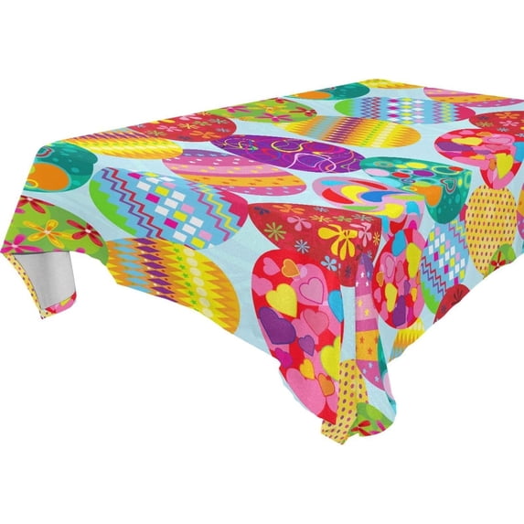 Coolnut Easter Eggs Pattern Fabric Square Tablecloth - Waterproof and Wrinkle-Resistant Table Cloth 60x60 Inch Table Cover for Indoor & Outdoor Dining House Decor