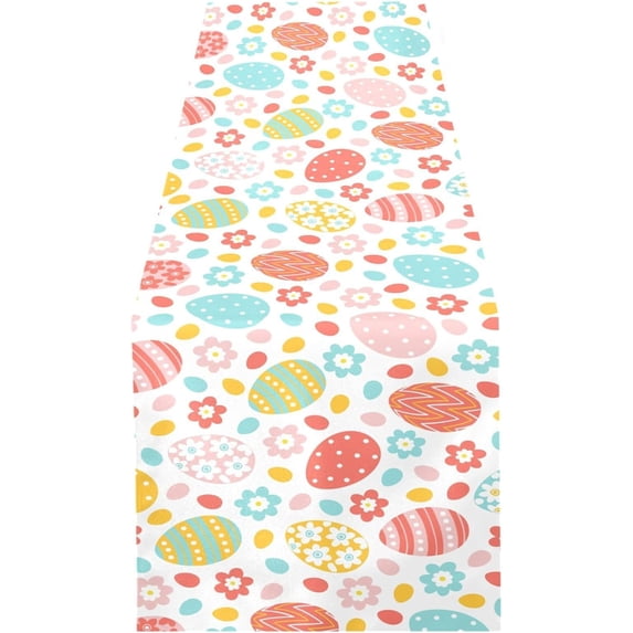 Coolnut Easter Eggs Pattern Table Runner - 18x72 Inch Soft Fabric Table Runner, Heat-Resistant for Kitchen, Dining, Holiday House Decor