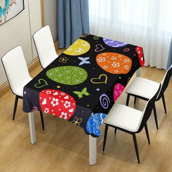 Coolnut Easter Eggs Rectangle Tablecloth Spill-Proof Polyester Table Cloth Table Cover for Kitchen Dining Picnic Holiday Party Decoration,60"x108"