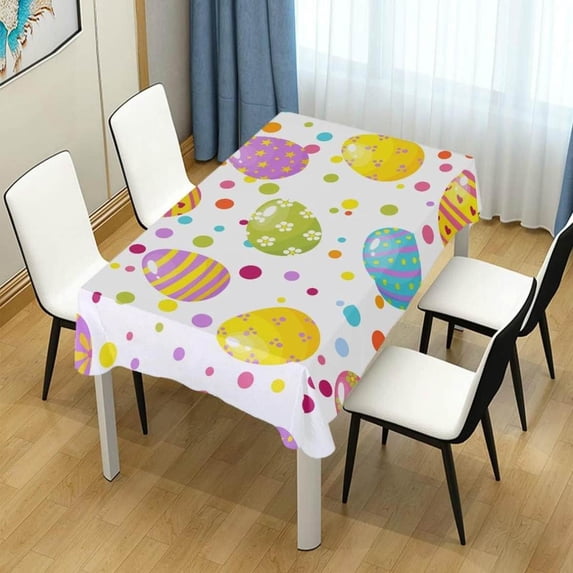 Coolnut Easter Eggs Rectangle Tablecloth, Spill-Proof Polyester Table Cloth, Table Cover for Kitchen Dining Picnic Holiday Party Decoration, 60"x60"
