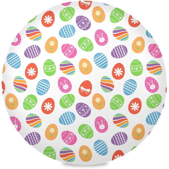 Coolnut Easter Eggs Round Placemats Waterproof Non-Slip Washable Place Mats Polyester Table Mats Set of 4 Heat Resistant for Home Kitchen Holiday Party Home Decor Gifts