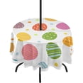 thumbnail image 1 of Coolnut Easter Eggs Round Tablecloth with Zipper Umbrella Hole, Waterproof Washable Polyester Fabric Table Cover for Outdoor Patio Garden Party, 60", 1 of 7