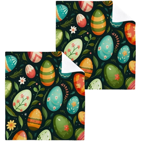 Coolnut Easter Eggs Washcloths Set of 4-12 x 12 inch Pure Cotton Wash Cloth Highly Absorbent and Soft Fingertip Towels Face Cloths for Bath, Spa Wash cloth