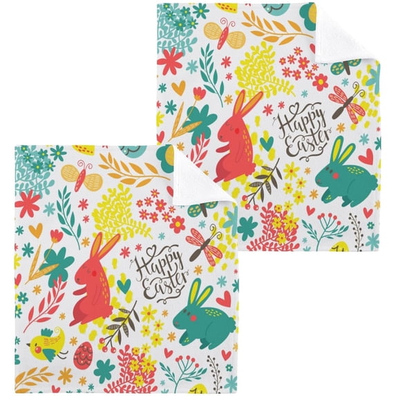 Coolnut Easter Rabbit Washcloths 6 Pack, Highly Absorbent Soft Cotton Fingertip Towels for Bathroom, Kitchen, Gym, Spa, Home Decor, 12 x 12 Inch Washcloth Gift