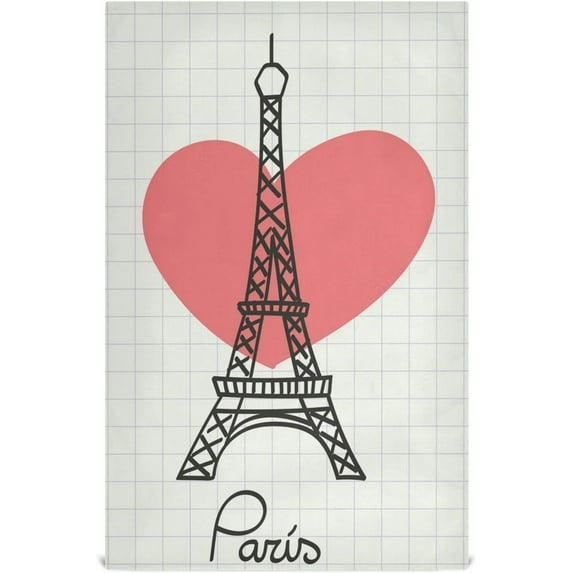 Coolnut Eiffel Tower Kitchen Dish Towel Set of 1, Super Absorbent Soft Drying Cloth Tea Bar Towels, 28 x 18 Inch
