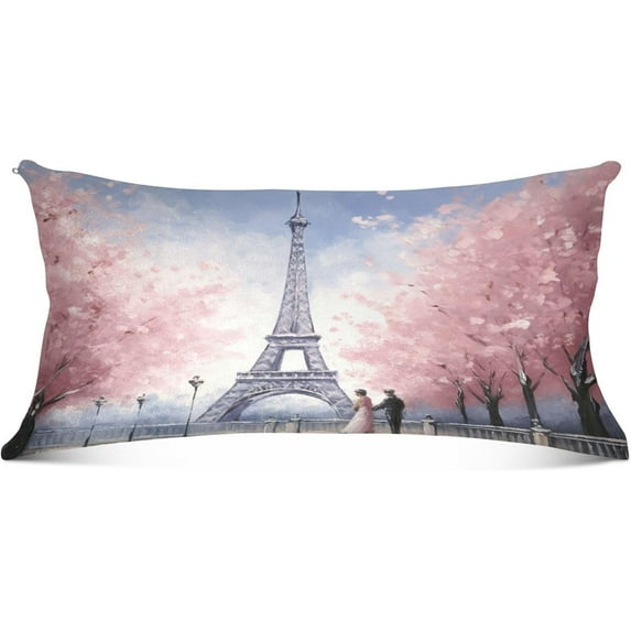 Coolnut Eiffel Tower Painting Plush Pillowcase, Luxury Soft King Pillow Case for Hair and Skin, Standard Size Pillow Covers with Zipper Closure, 21x54in Home Decor Gifts