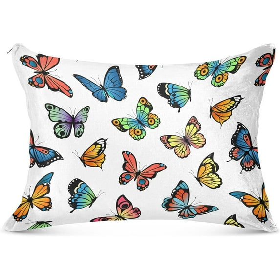 Coolnut Elegant Butterfly Plush Pillowcase, Luxury Soft King Pillow Case for Hair and Skin, Standard Size Pillow Covers with Zipper Closure, 20x26in #985 Home Decor Gifts