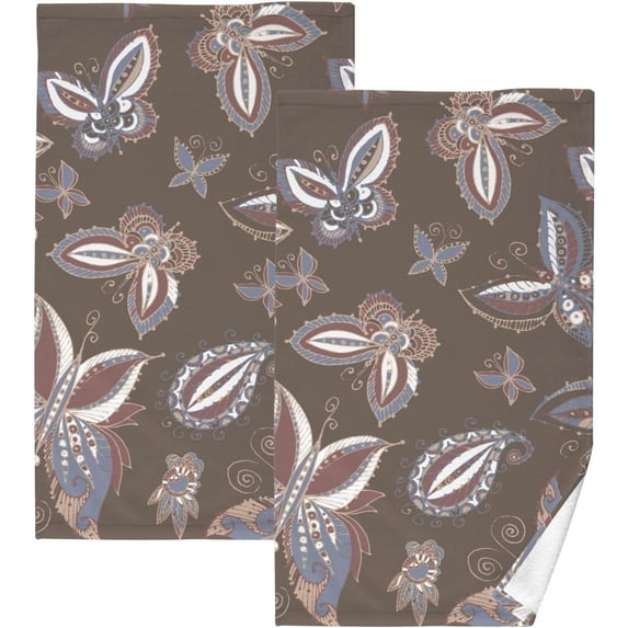 Coolnut Embroidery Butterflies Hand Towels 2 Pieces, Cotton Bath Towel for Drying Face Hands Body Decorative Water Absorbent Lightweight Towels for Bathroom Ktichen Travel Gym, 16"x28"