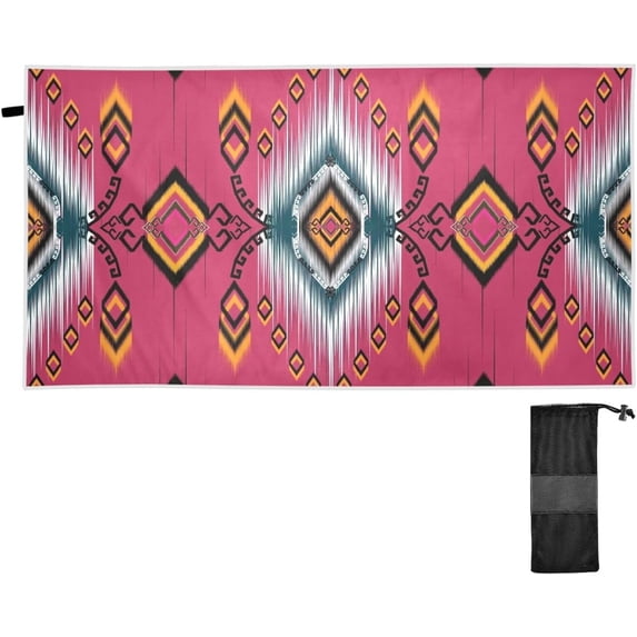 Coolnut Ethic Ikat Bohemian Beach Towel Fast Drying Camping Towels Sand Free Beach Blanket Soft Absorbent Travel Sport Towel for Gym Bath Shower Swimming 31" x 71" Washcloth Gift