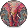 thumbnail image 1 of Coolnut Ethnic Elephant Wall Clock Round Silent Non Ticking Battery Operated Accurate Arabic Numerals Design Clocks for Home Kitchen Living Room Bedroom 9.5inch Home Decor, 1 of 6