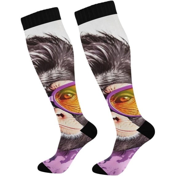 Coolnut Fashionable Purple Gorilla Compression Socks Women Men Knee High Stockings 1Pair for Sports, Running, Travel196 Gift
