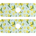 thumbnail image 1 of Coolnut Faucet Mat for Kitchen Sink Lemons 2 PC Bathroom Faucet Water Catcher Mat Kitchen Sink Mat Machine Washable Kitchen Sink Accessories 14x5 in, 1 of 7