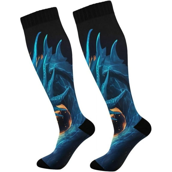 Coolnut Fiery Dragon Compression Socks Women Men Knee High Stockings for Sports, Running, Travel 1Pair Gift