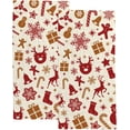 thumbnail image 1 of Coolnut Fingertip Hand Towels, Set of 2 Pcs Christmas Doodles Pattern Absorbent Face Bath Towels for Bathroom Kitchen, 30"x15", 1 of 6