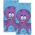 thumbnail image 1 of Coolnut Fingertip Hand Towels, Set of 2 Pcs Happy Purple Octopus Absorbent Face Bath Towels for Bathroom Kitchen, 30"x15", 1 of 6