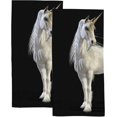 thumbnail image 1 of Coolnut Fingertip Hand Towels, Set of 2 Pcs Mythical White Unicorn Posing Absorbent Face Bath Towels for Bathroom Kitchen, 30"x15", 1 of 6