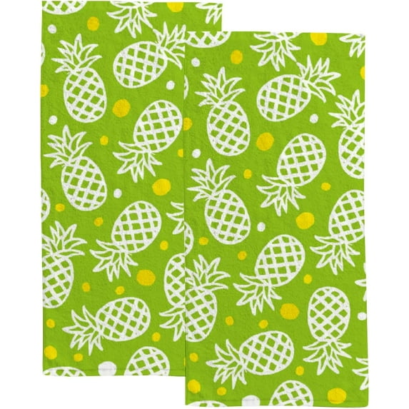 Coolnut Fingertip Hand Towels, Set of 2 Pcs Pineapple with Colored Dots Absorbent Face Bath Towels for Bathroom Kitchen, 30"x15"