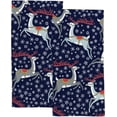 thumbnail image 1 of Coolnut Fingertip Hand Towels, Set of 2 Pcs Reindeer Snowflakes Absorbent Face Bath Towels for Bathroom Kitchen, 30"x15", 1 of 6