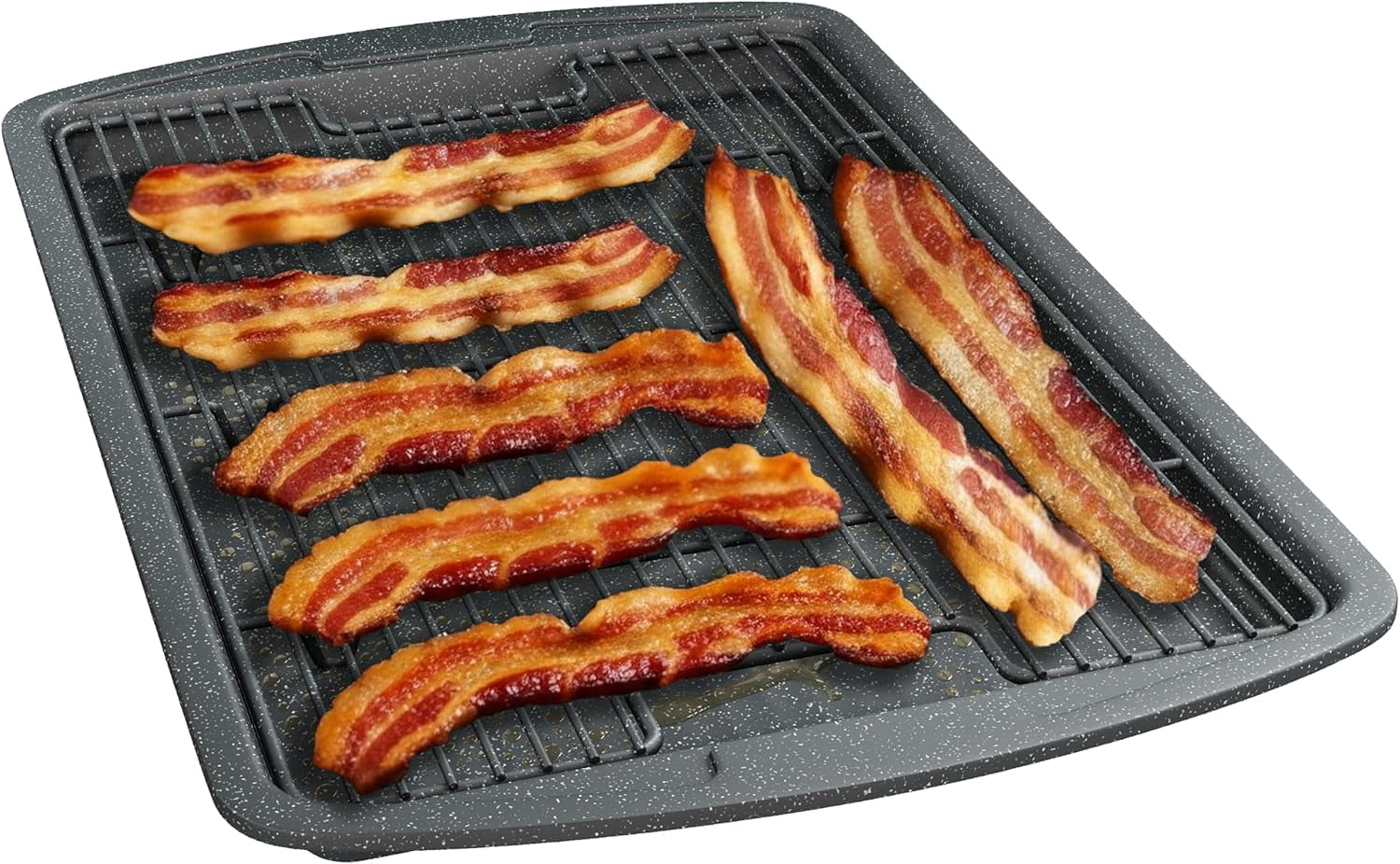 Bakken Cookie Sheet with Wire Rack Set, 2-Piece Nonstick Carbon Steel Pan 17.4" & Cooling Rack 14.7", Stackable Set, Oven Safe 450°F, Gray Marble